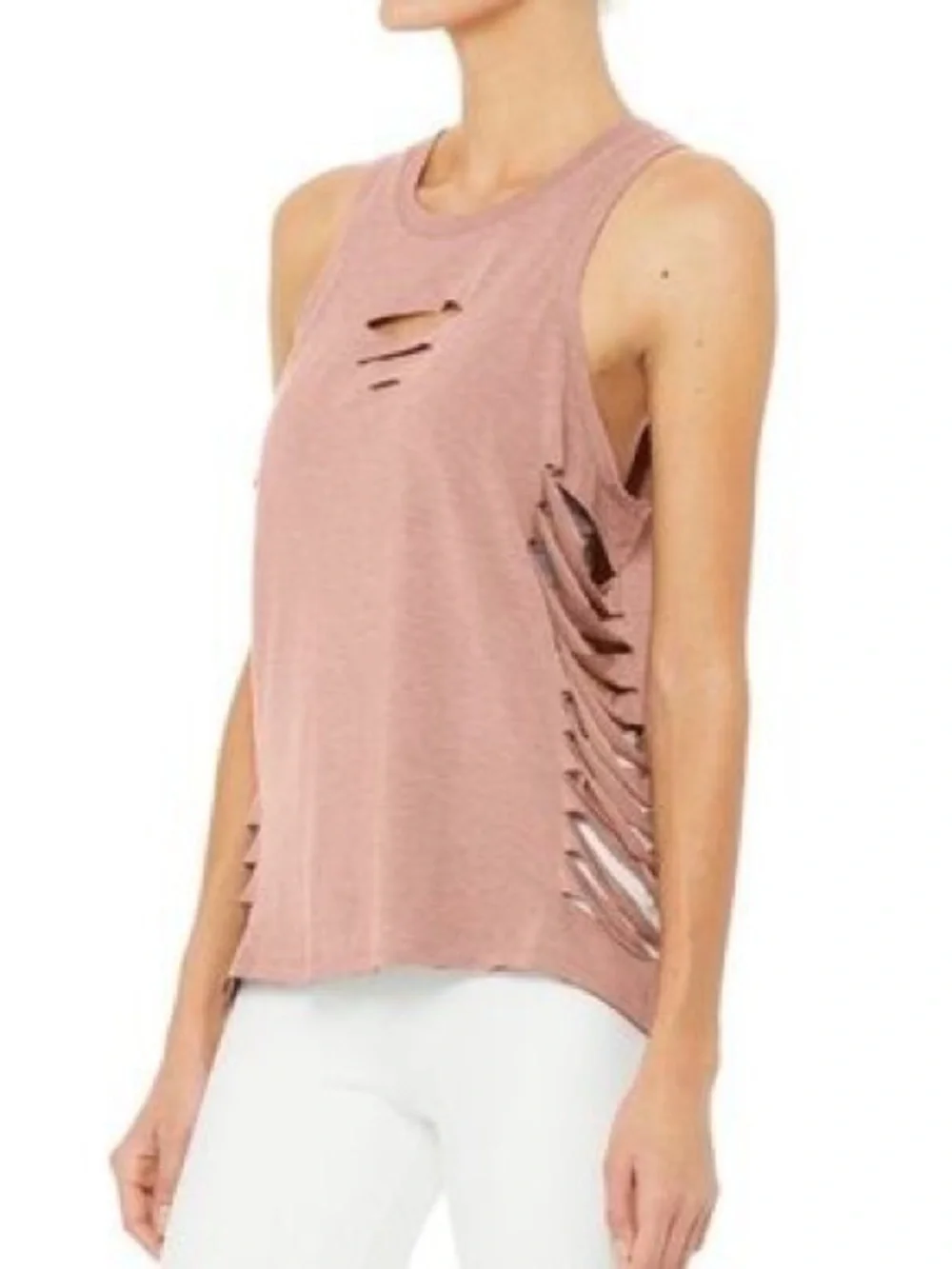 ALO Yoga Sleeveless Blush Pink Cut It Out Muscle Tank Top